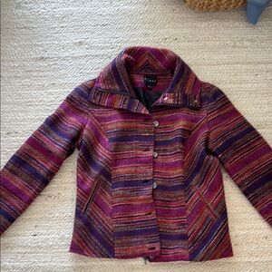 Tribal Purple and Pink Blazer with Striking Stripes
